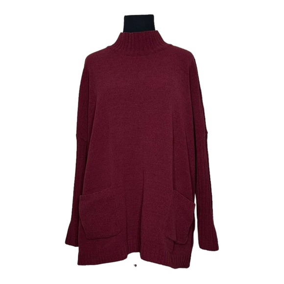 J. Jill Chenille red high neck long sleeves tunic sweater size LP - Picture 9 of 13